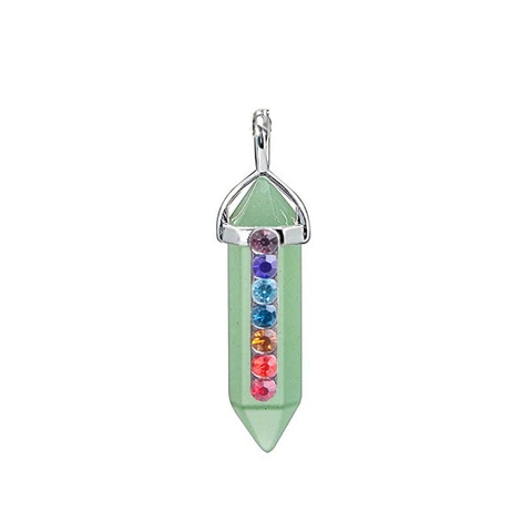Collana Con Ciondolo A Colonna Esagonale In Pietra Naturale Con 7 Chakra Strass Quarzo Cristallo Guarigione Gioielli