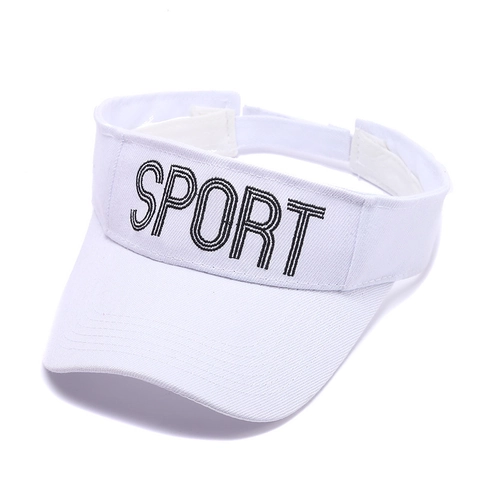 Visera Deportiva Sombrero Acrílico Parte Superior Vacía SPORT Bordado De Letras Ajustable Transpirable Protección UV Exterior