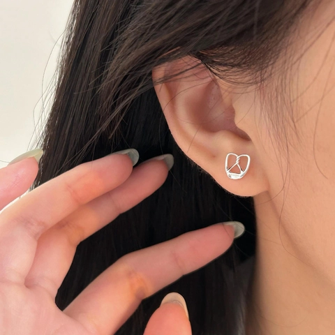 Pendientes De Botón Con Nudo De Pretzel Plata De Ley 925 Joyería Minimalista Pulida Hueca Para Mujer Estilo Coreano