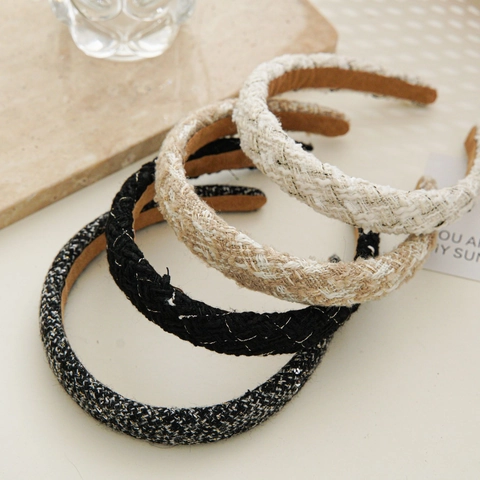 Französisch Retro Tweed Stirnband Breit Gewebter Stoff Haarband Elegante Karo Haarschmuck Für Damen