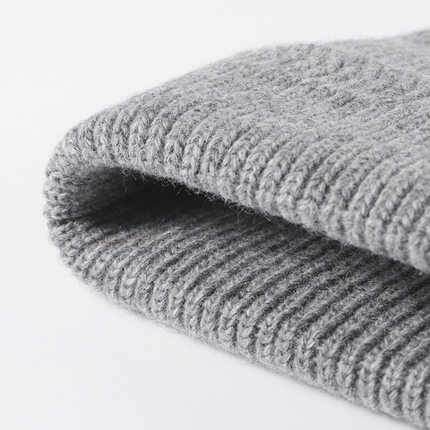 Gorro De Punto De Mezcla De Lana Para Mujer Y Hombre Puño Acanalado Cálido Color Sólido Gorro De Invierno