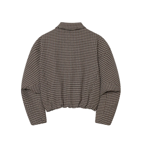 Women Houndstooth Jacket And Mini Skirt Retro Boucle Tweed Zipper Cropped Coat Slit Bottom Streetwear Casual