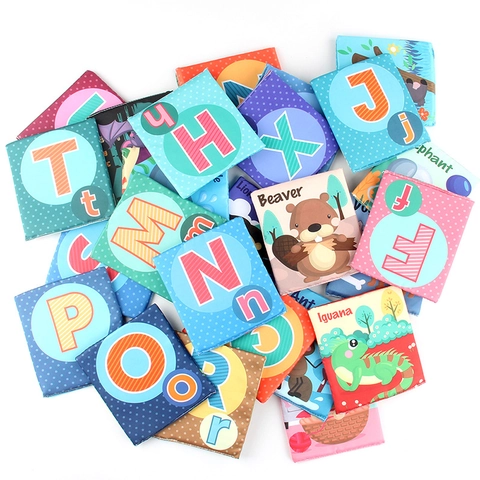Carte Alfabeto In Tessuto Morbido Apprendimento Lettere Illustrazioni Animali Lavabili Educazione Precoce Giocattoli Sensoriali Bimbo