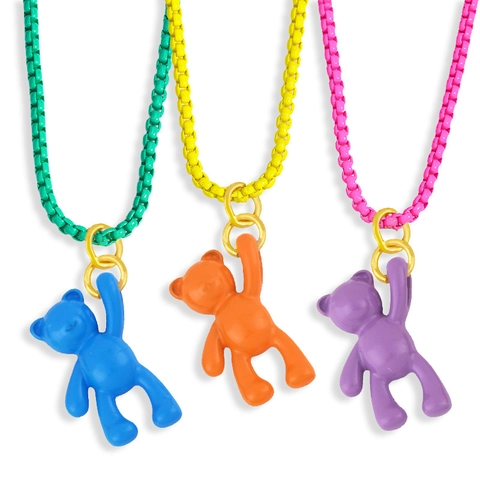 Collana Ciondolo Orso Carino Rame Placcato Oro 18K Smalto Colorato Choker Animale Y2K INS Gioielli Per Donne Ragazze