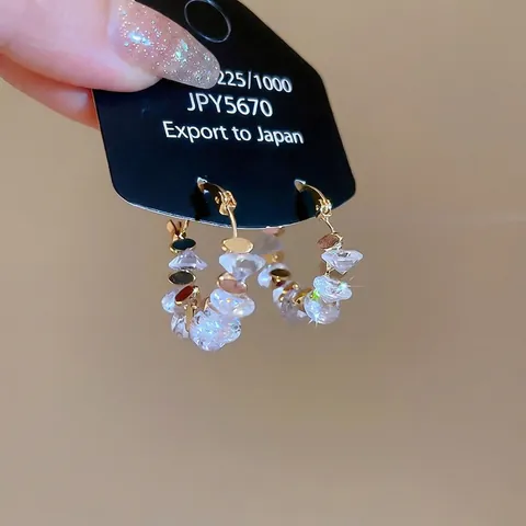 Pendientes De Aro Con Poste De Plata Chapado En Oro De 18K Cristal Geométrico Redondo Joyería De Lujo Para Mujeres Elegante