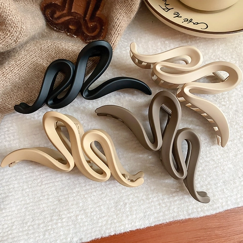 Pinza Per Capelli Grande Acrilico Onda Croce Geometrico Tenuta Forte Tinta Unita Opaco Antiscivolo Accessorio Per Acconciatura