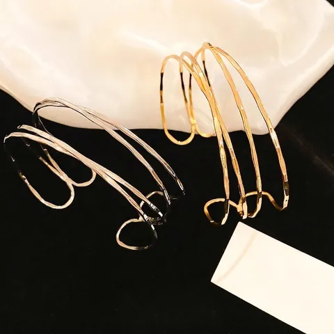 Bracciale Aperto In Lega Linee Irregolari Multistrato Geometrico Bracciale Da Braccio Minimalista Gioielli Di Moda Lucidati