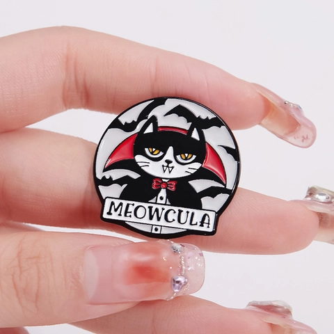 Lustige Katze Film Parodie Emaille Pin Legierung Lackierte Brosche Für Kleidung Rucksack Meowcula Catzilla Geschenk Für Katzenliebhaber
