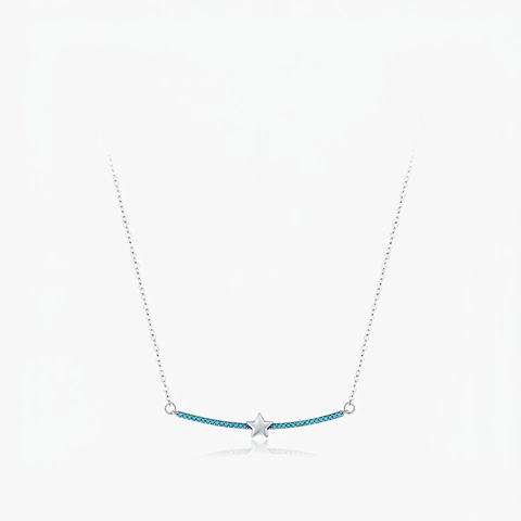 Collana Con Stella In Argento Sterling 925 E Ciondolo A Barra Curva In Turchese Gioielli Eleganti Per Donna Regalo
