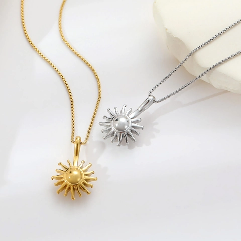 Collana Con Ciondolo A Raggio Di Sole Acciaio Inossidabile Minimalista Placcato Oro Argento Gioielli Di Moda Per Donna