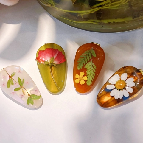 Pinzas Para El Cabello De Resina Con Flores Secas Reales Estilo Bosque Accesorio Para Mujeres