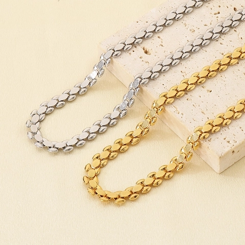 Edelstahl Uhrenarmband Kette Halskette Achtzehn K Vergoldet Geometrische Flache Gitterstruktur Verstellbar Streetwear Für Damen