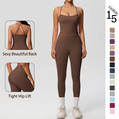 Damen Yoga Oberteil Und Leggings Mit Hoher Taille Atmungsaktives Sport BH Solid Fitness Sportbekleidung