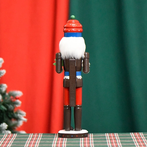 Wooden Nutcracker Soldier Puppet Holding Christmas Tree Gingerbread Man Chef Hand Painted Holiday Home Table Decoration Gift