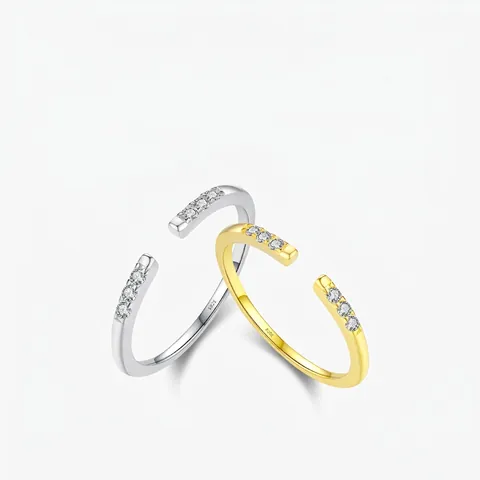 Sierlijke 925 Sterling Zilveren Verstelbare Open Ring Voor Dames Minimalistisch Geometrisch Ontwerp Met Zirkonia Sieraden