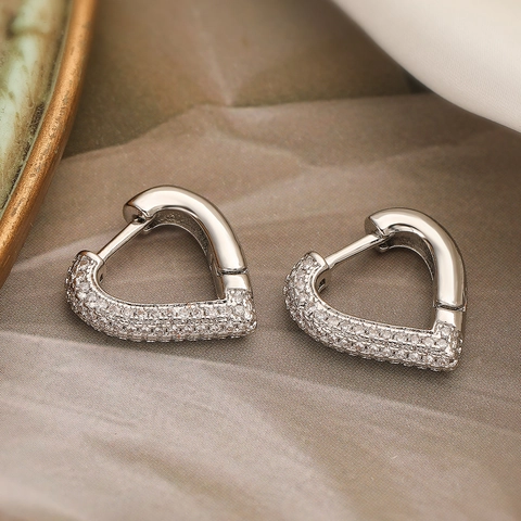 Kupfer Vergoldete Herzohrringe Mit Zirkonia Modischer Zarter Nischenschmuck Für Frauen