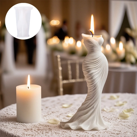 Silikon Kerzenform DIY Hochzeitskleid Form Faltenrock Göttin Körper Für Handgefertigte Duftwachs Harz Seifenherstellung