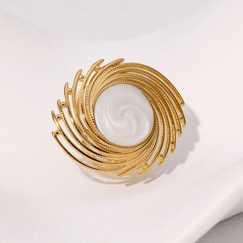 Vintage Geometrische Spiraalring Van Roestvrij Staal Verguld Druppelolie Emaille Verstelbare Open Vinger Sieraden Voor Vrouwen