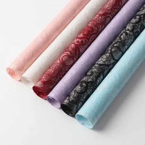 Flower Wrapping Paper Waterproof Matte Lace Plaid Heart Floral Pattern Gift Wrap For Bouquets DIY Packaging Wedding Party Decor