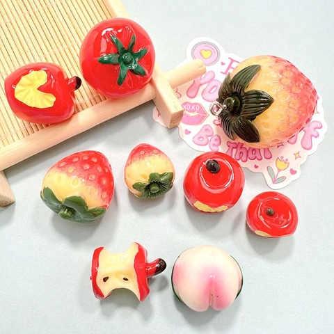 Kawaii Simulazione Frutta Resina Ciondoli Pendenti Fragola Mela Tridimensionali DIY Creazione Di Gioielli Accessori Custodia