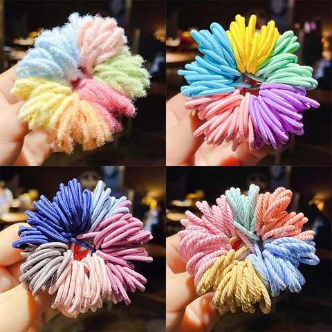 Kids Hair Ties Colorful High Elastic Small Seamless Hair Bands For Babies Toddlers Korean Style Fabric Soft Accessory