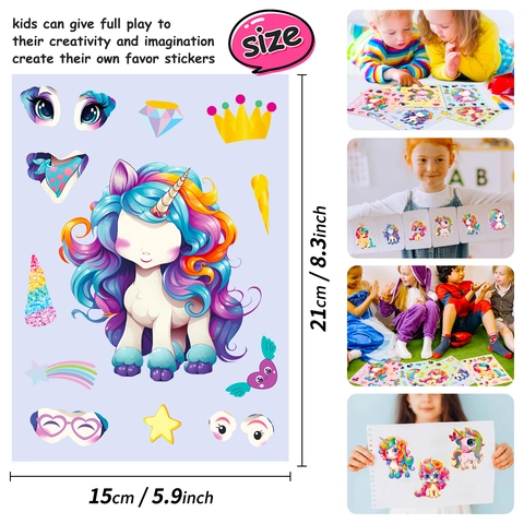 DIY Einhorn Gesicht Wechseln Aufkleber Kinder Cartoon Puzzle Kreativ Hand Dekoration Ästhetisch Bildungsaktivität