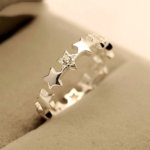 Eleganter Stern Link Verstellbarer Ring Kupfer Zirkon Minimalistischer Zierlicher Schmuck Geschenk Für Frauen