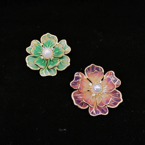 Spilla A Fiore In Smalto Vintage Con Perla Artificial D'imitazione E Strass Spilla Floreale In Lega Gioielli Per Donne Decorazione Elegante