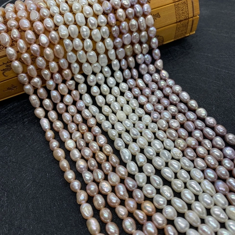 Natürliche Süßwasserperlen Perlenstrang Unregelmäßige Barocke Reisform Für DIY Schmuckherstellung Halsketten Armbänder Klasse A Glatter Glanz Hohe Qualität Elegant Pink Weiß Lila