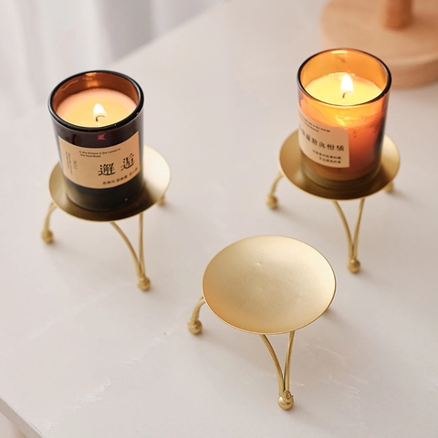 Minimalist Iron Candle Holder Tray Decorative Aromatherapy Candle Stand European Style Tripod Base