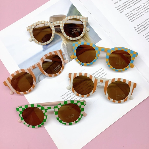 Kinder Zonnebril Retro Schaakbord Gestreept PC Frame AC Lens UV400 Bescherming Voor Jongens Meisjes Peuters Mode