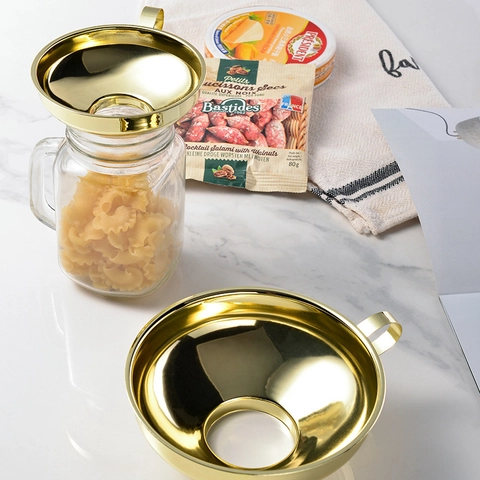 Embudo De Boca Ancha De Acero Inoxidable Embudo Para Enlatado Con Mango Para Mermelada Frijoles Transferencia Oro Plata