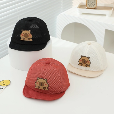 Gorra De Béisbol De Malla Para Bebé Transpirable Protección Solar Verano Aire Libre Dibujos Animados Capybara Parche Niño Ajustable