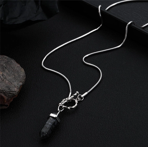 Collana Con Ciondolo A Pilastro Esagonale In Acciaio Inossidabile Catena A Serpente Con Chiusura A T Joyería Hip Hop