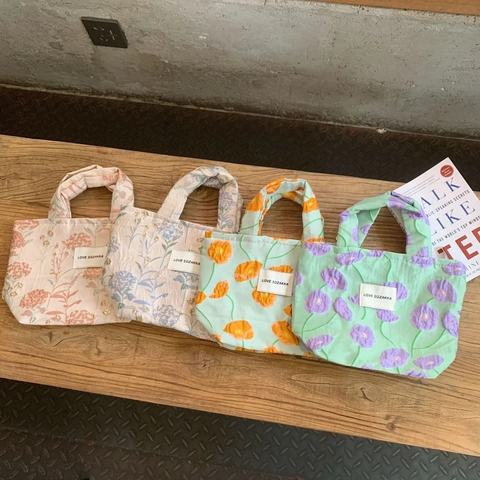 Florale Handtas De Stof Van De Jacquard Mini Tote Bag Toevallige Draagbare Ritssluiting Uitstekende Bloemenpatroon Vrouwen Toebehoren