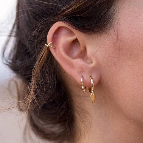 Geometrische Perlen Creolen Mit Ohrstecker Aus 925 Sterling Silber Kupfer Minimalistischer Kleiner Huggie Schmuck Für Damen