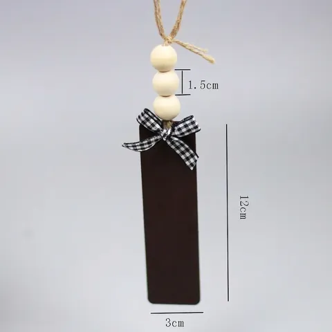 Ornements Suspendus En Bois Avec Perles En Bois Et Nœud À Carreaux Pour Décoration De Sapin De Noël Style Rustique
