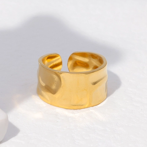 Anillo Ajustable Con Textura Martillada En Acero Inoxidable Diseño Punk Minimalista Para Hombres Y Mujeres