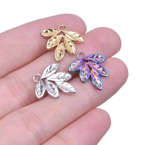Colgantes De Hoja De Acero Inoxidable Para Hacer Joyas DIY Dijes De Hoja De Árbol Accesorios De Moda Para Mujer