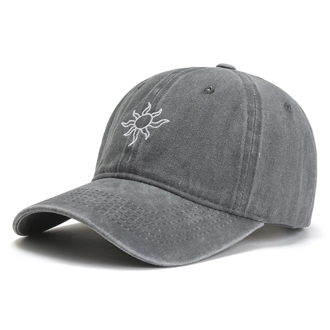 Washed Cotton Baseball Cap For Men Women Vintage Distressed Sun Embroidery Adjustable Outdoor Sun Protection Hat