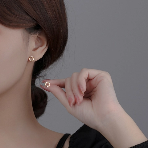 Wreath Stud Earrings With 925 Sterling Silver Earring Post Zircon Leaf Branch Elegant Retro Jewelry For Women