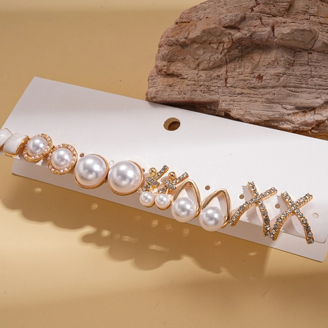 Rhinestone Imitation Künstliche Perle Geometrische Ohrstecker Mit Silver Earring Post Vintage Leichter Luxus Mode Schmuck Für Damen