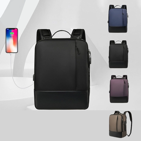 Mochila Para Portátil De Negocios Impermeable Tela Oxford Con Puerto USB Gran Capacidad Bolsa De Viaje Unisex Profesional