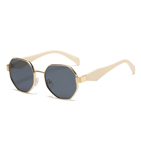 Polygonal Octagonal Metal Frame Sunglasses For Women Men Retro UV400 Protection Fashion Eyewear