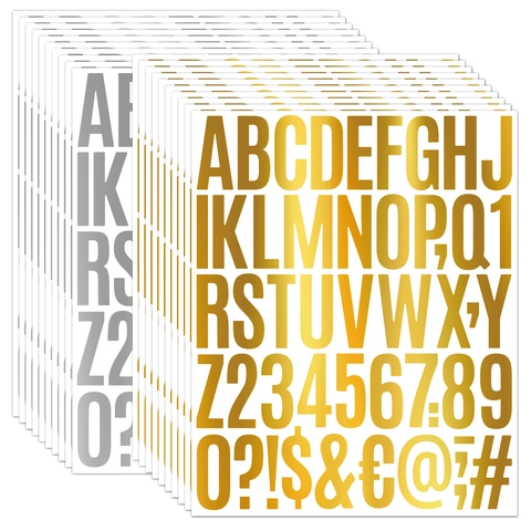 Alphanumerische Buchstaben Aufkleber Vinyl Wasserdicht Metallisch Regenbogen Gold Silber Für Basteln Briefkasten Dekoration Selbstklebend
