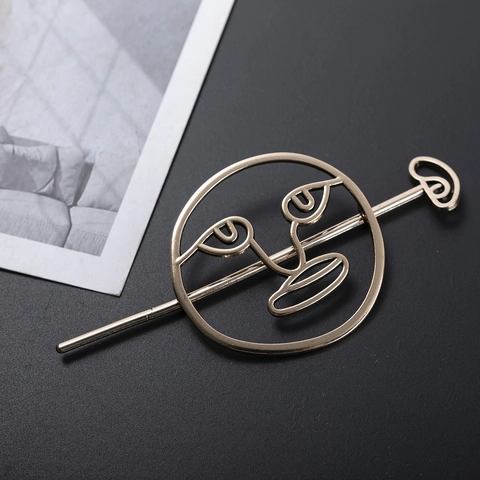Bastoncino Per Capelli In Lega Visage Astratto Cavo Geometrico Vintage Retro Spilla In Metallo Per Donna Accessorio Minimalista