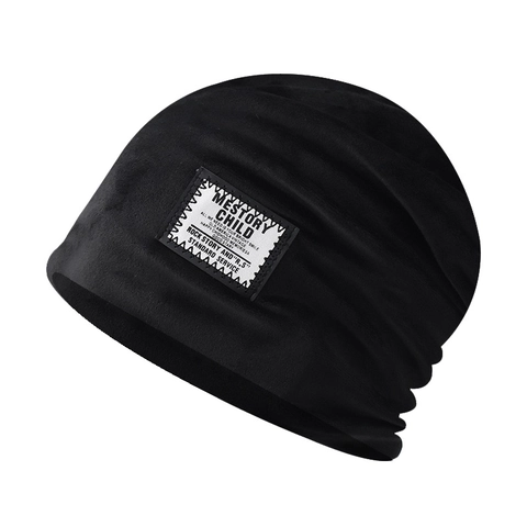 Slouchy Beanie Hat Chenille Knit Solid Color Warm Windproof Winter Headwear With Letter Patch For Unisex