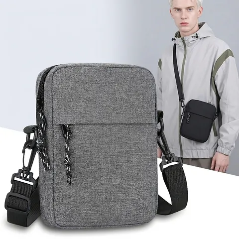 Bolso Bandolera Hombre Pequeño Tela Oxford Multibolsillos Impermeable Correa Ajustable Bolso Hombro Casual Ligero