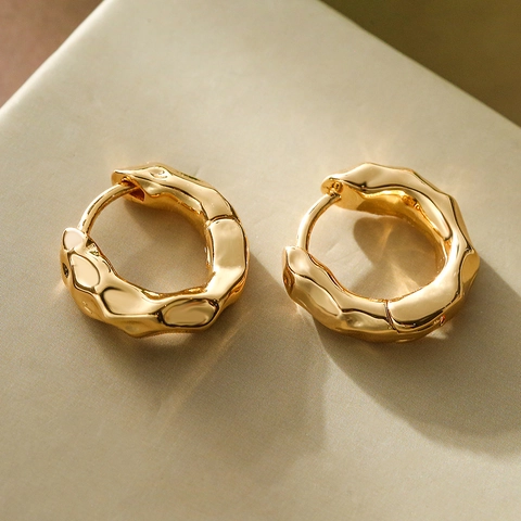 Orecchini In Rame Placcato Oro Geometrici Irregolari Per Donna Gioielli Chic Design Trapuntato Infinito