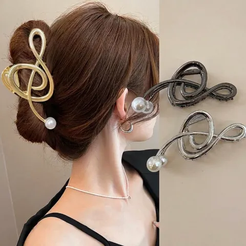 Haarklem Muzieknoot Elegant Legering Metaal Haarklip Met Kunstparel Minimalistisch Haaraccessoire Voor Dames En Meisjes
